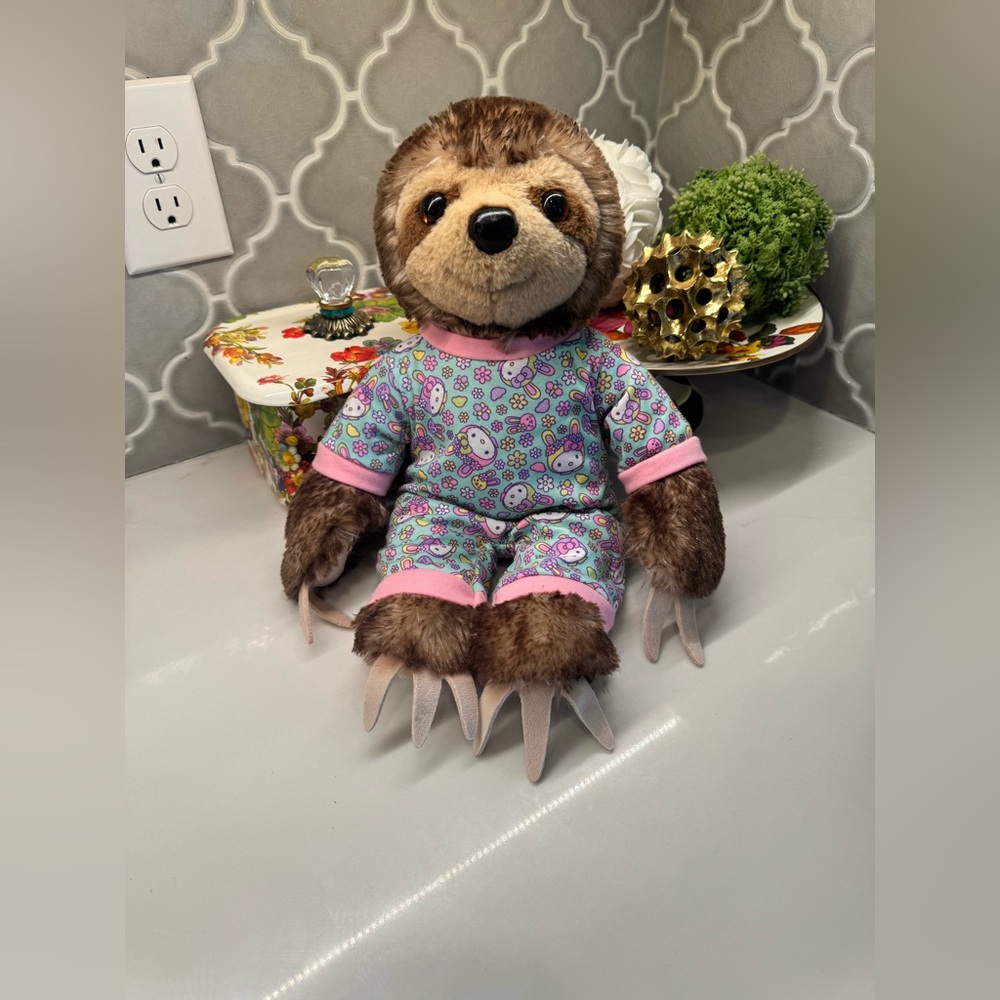 Build-A-Bear Sloth Plush with Outfit – Soft & Clean